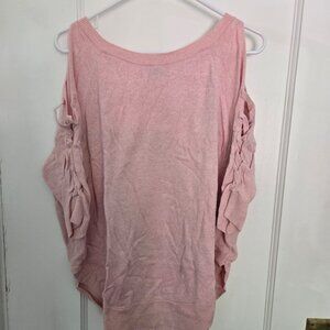 Pink Pullover Sweater with Lace Sleeves – Worn Once, Great Condition
